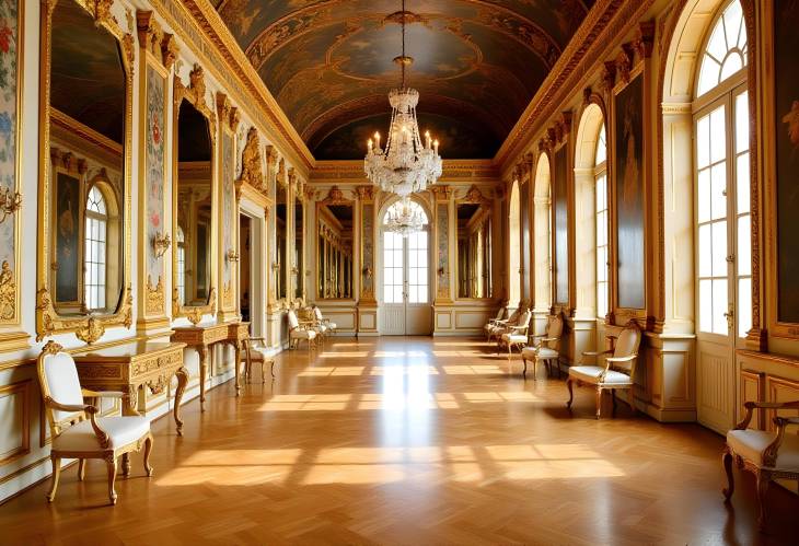 Royal Craftsmanship Golden and Mahogany Furniture in Versailles